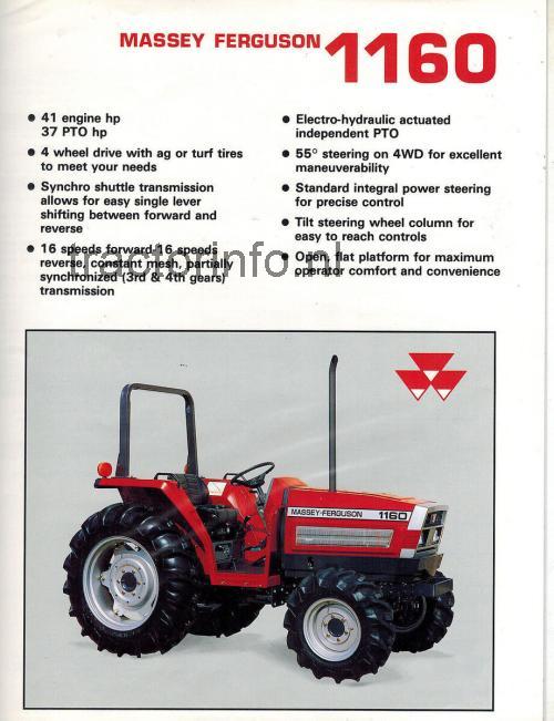 Massey Ferguson 1160 specificaties